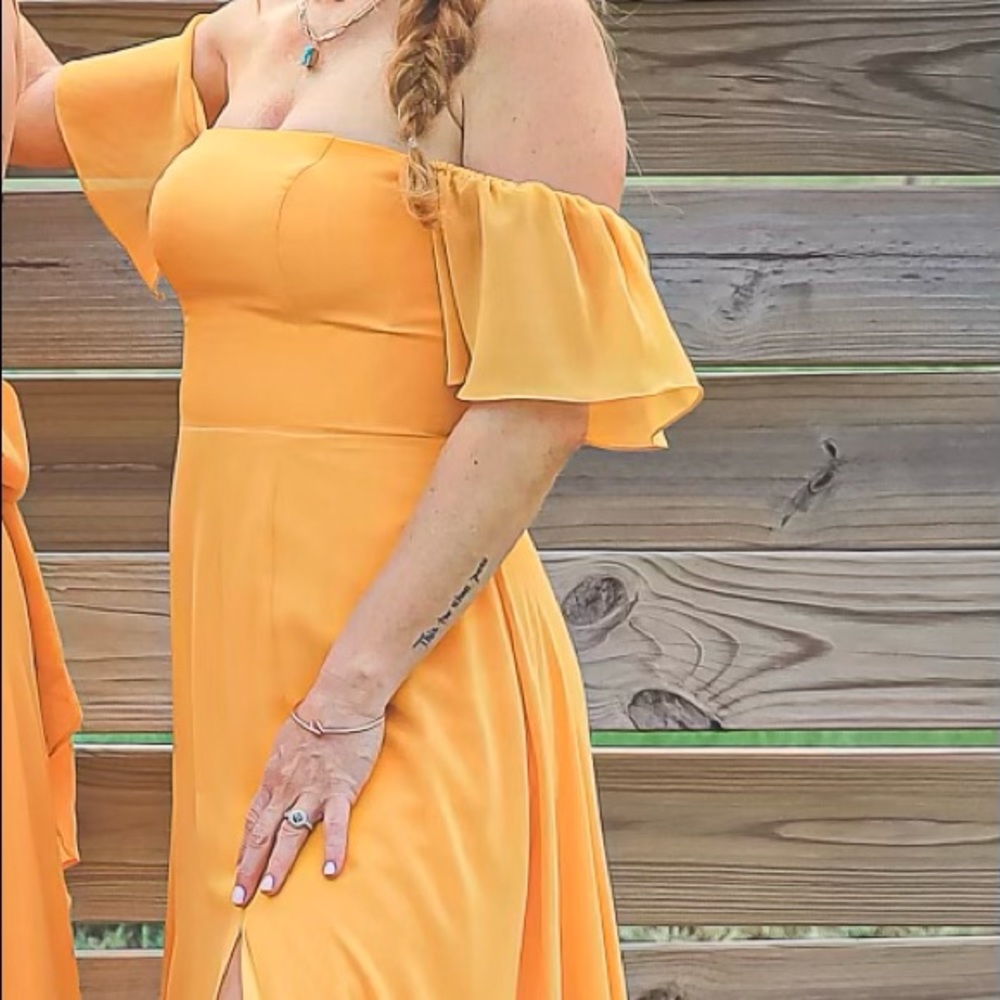 Azazie size A0 marigold bridesmaid dress